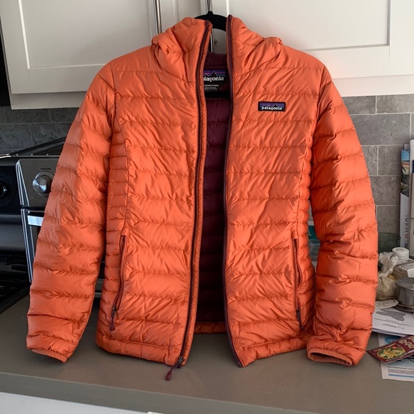 XS Orange Patagonia Down Sweater Hoody - Picture 1 of 4